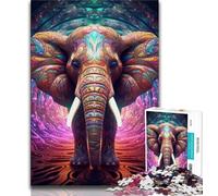 Puzzles d'éléphants colorés pour Adultes et Adolescents, Jeu éducatif Amusant et Humoristique pour Anniversaire (75x50cm)