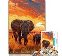 Puzzles d'éléphants d'Afrique pour Adolescents, Aidez Le Cerveau à exercer des Jouets addictifs pour cultiver la Patience Une œuvre d'art 38x26cm