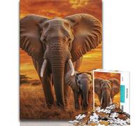 Puzzles d'éléphants d'Afrique pour Adultes et Adolescents, Aidez Le Cerveau à exercer des Jouets addictifs pour cultiver la Patience Une œuvre d'art (50x75cm)