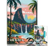 Puzzles des Chutes de Madagascar pour Adolescents 1000 Puzzles, Staycation Kill Time Chaque pièce est Unique - Jeu Familial Stimulant et Amusant 50x75cm