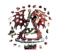 Puzzles - Design de Dragon au Thème de Noël - Puzzles en Bois de Noël pour Adultes - pour Hommes Femmes Garçons Filles Jeunes Adolescents Mari Fils Fille Famille Amis