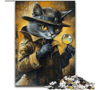 Puzzles Détective Chat pour Adultes et Adolescents 1000 pièces, pour 14 Ans et Plus, Art Déco Maison Jeux de Famille Cadeaux d'anniversaire de Noël (50x75cm)