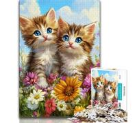 Puzzles Deux Chats pour Adultes 1000 pièces, Jeu de Famille Anti-Stress, Défi Difficile, Cadeaux pour Amis et Famille (38x26cm)