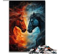 Puzzles Deux Chevaux de Feu 1000 Pièces pour Adultes, Cadeau, Jeu Éducatif et Relevant pour Famille, Anniversaire, Noël (26x38cm)