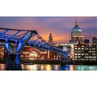 Puzzles Difficiles pour Adultes 500 pièces Cathédrale Saint-Paul et Millennium Bridge la Nuit, South Bank, Londres, Angleterre, Royaume-Uni 52x38CM