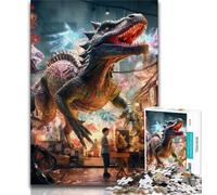 Puzzles Dinosaur World pour Adolescents, 1 000 pièces, Anti-Stress, pour Passer Le Temps à la Maison, avec Affiche et fiche de Questions-réponses Assorties (50x75cm)