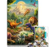 Puzzles Dinosaur World pour Adultes 1000 pièces, Anti-Stress, Vacances à la Maison, tuez Le Temps avec Affiche Assortie et Feuille de Questions 50x75cm
