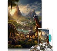 Puzzles Dinosaur World pour Adultes 1000 pièces, Anti-Stress, Vacances à la Maison, tuez Le Temps avec Affiche Assortie et Feuille de Questions 38x26cm