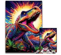 Puzzles Dinosaures colorés 1000 pièces pour Adultes, Puzzles en Bois pour décoration intérieure, entraînement cérébral et Cadeaux de Noël 50x75cm / 19,68x29,52 Pouces