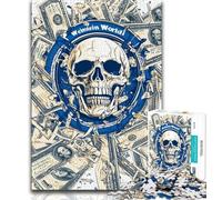 Puzzles Dollars et Crânes 1000 pièces pour Adultes, Jeu Stimulant et Jeu Familial avec des pièces entièrement emboîtables de Formes aléatoires 50x75cm
