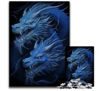 Puzzles Double Dragon Bleu pour Adultes 1000 Pièces Puzzles pour Adultes Décoration Intérieure Colorée Jeu Familial Interactif 1000 PCS (38x26cm)