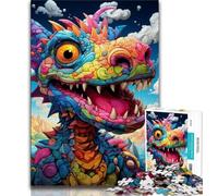 Puzzles Dragon Art Psychédélique pour Adultes 1000, Jouets Éducatifs et Apprentissage, Jeux Familiaux avec Affiche et Fiche de Questions Assorties (50x75cm)