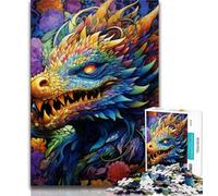 Puzzles Dragon Art Psychédélique pour Adultes 1000 Puzzles, Jeu Familial Anti-Stress Défi Difficile Cadeaux pour Amis et Famille (38x26cm)