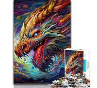Puzzles Dragon Art Psychédélique pour Adultes 1000 Puzzles, Jeu Familial Anti-Stress Défi Difficile Cadeaux Secrets du Père Noël 38x26cm
