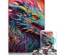 Puzzles Dragon Art Psychédélique pour Adultes et Adolescents 1000 pièces, Jeu de Jouets stimulants Chaque pièce est Unique - Jeu Familial Stimulant 38x26cm