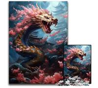 Puzzles Dragon Cerise Japonais 1000 pièces pour Adultes Puzzles Difficiles pour Adultes pour la décoration intérieure Entraînement cérébral Cadeaux de Vacances 1000 pièces (75 x 50 cm)