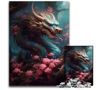 Puzzles Dragon Cerise Japonais 1000 pièces pour Adultes Puzzles impossibles pour Adultes Cassetête Décoration d'intérieur pour Les Vacances 1000 pièces (75 x 50 cm)