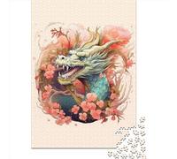Puzzles Dragon Cerise Japonaise 13 pièces pour Adultes, Puzzles 500 pièces pour Adultes, Puzzle en Bois Amusant et décompressant 500 pièces (52 x 38 cm)
