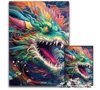 Puzzles Dragon Chinois colorés 1000 pièces pour Adultes Puzzles impossibles pour Adultes pour Les Vacances et décoration intérieure 26x38cm / 10,23x14,96 Pouces
