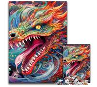 Puzzles Dragon Chinois colorés pour Adultes, 1 000 pièces en Bois, Casse-tête Stimulant pour Adolescents, soirée de Jeux en Famille Amusante, 50x75cm / 19,68x29,52 Pouces