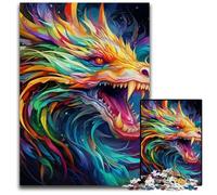 Puzzles Dragon Chinois colorés pour Adultes, Puzzles en Carton de 1000 pièces, Casse-tête Stimulant pour Adolescents, soirée de Jeux en Famille Amusante 26x38cm / 10,23x14,96 Pouces