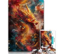 Puzzles Dragon Chinois doré pour Adultes et Adolescents, 1000 pièces, stimulent Le Cerveau, stimulent la Patience et stimulent l'imagination Une œuvre d'art (75x50cm)