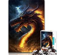 Puzzles Dragon de Feu au Ciel Puzzles pour Adultes 1000 Pièces Jouets Jeux Éducatifs Soulagement du Stress Interaction Parent-Enfant 38x26cm