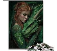 Puzzles Dragon et Fille pour Adultes 1000 Pièces, Jouets Éducatifs, Jeux Anti-Stress, Cadeaux Secret du Père Noël pour Adultes à partir de 14 Ans 26x38cm