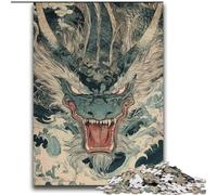 Puzzles Dragon Vague Japonais pour Adultes, Jeux Éducatifs, Jouets DIY avec Affiche et Fiche de Questions Assorties (14 Ans et Plus) (70x100cm)
