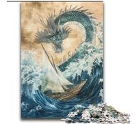Puzzles Dragon Vague Japonaise pour Adultes 2000, Jeux Éducatifs DIY avec Affiche et Fiche de Questions Assorties pour 14 Ans et Plus (70x100cm)