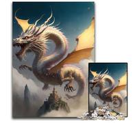 Puzzles Dragon Volant 1000 Pièces pour Adultes Puzzles en Papier Parfaits pour Les Adolescents Liens Familiaux CasseTête Décoration d'Intérieur DIY Cadeau 1000 PCS (38x26cm)