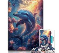 Puzzles Dream Dolphin pour Adultes (1000 pièces), Jeux éducatifs et éducatifs pour Toute la Famille avec Affiche et fiche de Questions (38x26cm)