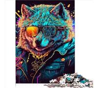 Puzzles drôles 1000 pièces Puzzle Loup coloré Puzzle en Bois pour Adultes et Enfants apprenant des Jouets éducatifs Jeux de Famille 1000 pièces (50x75 cm)