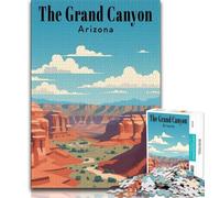 Puzzles du Grand Canyon pour Adolescents 1000 pièces, Jeux éducatifs et éducatifs pour Toute la Famille avec Affiche et fiche de Questions-réponses 38x26cm