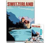 Puzzles du lac Léman, Suisse, 1000 pièces pour Adultes, Difficiles à réaliser, mais Amusants et Humoristiques, décoration d'intérieur et Cadeaux Uniques, 38x26cm