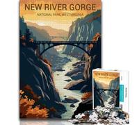 Puzzles du Parc National de New River Gorge pour Adultes, 1 000 pièces, Jouets éducatifs, Anti-Stress, adaptés à la décoration de Bureau, 38x26cm