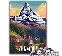 Puzzles du Village de Montagne de Zermatt pour Adultes et Adolescents, Puzzle Anti-Stress, défi Difficile pour la décoration intérieure, pour 14+ 1000 pièces (50x75cm)