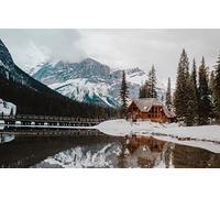 Puzzles durs pour Adultes 1000 pièces, Paysage Naturel, Forêt, Canada, Pont, Lac, Neige, Brouillard, Nuageux 38x26CM