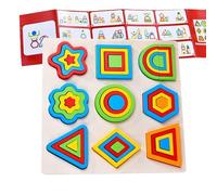 Puzzles Éducatifs en Bois, Jeux pour Tout-Petits, Blocs À Motifs en Bois, Jouets Créatifs, pour Le Développement des Compétences avec Manuel - 29,8x29,8 cm