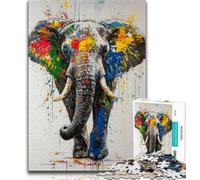 Puzzles éléphant Aquarelle pour Adultes et Adolescents, Aidez Le Cerveau à exercer des Jouets addictifs pour cultiver la Patience Une œuvre d'art (38x26cm)