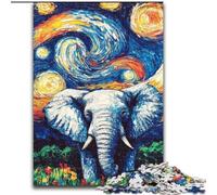 Puzzles Éléphant du Ciel Nocturne pour Adultes et Adolescents, Jeu de Puzzles, Jeu Familial et Défi avec Affiche et Fiche de Trivia 26x38cm