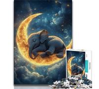 Puzzles Éléphant endormi 1000 pièces pour Adolescents, Jeu Stimulant et Familial avec des pièces entièrement emboîtables de Formes aléatoires (38x26cm)