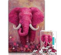 Puzzles éléphant Rose pour Adultes et Adolescents, Aidez Le Cerveau à exercer des Jouets addictifs pour cultiver la Patience Une œuvre d'art 38x26cm