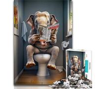 Puzzles Éléphant sur Les Toilettes pour Adolescents 1000, Aidez Le Cerveau à exercer des Jouets addictifs pour cultiver la Patience Une œuvre d'art 38x26cm