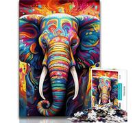 Puzzles éléphants colorés 1000 pièces pour Adolescents, Aide Le Cerveau à exercer des Jouets addictifs pour cultiver la Patience et l'interaction Parent-Enfant 38x26cm