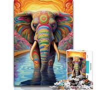 Puzzles éléphants colorés 1000 pièces pour Adolescents, Jeu Stimulant et Jeu Familial avec pièces entièrement emboîtables de Formes aléatoires 50x75cm