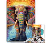 Puzzles éléphants colorés pour Adolescents, 1 000 pièces, Jeu de réflexion, décoration Murale, Cadeaux d'anniversaire et de Noël Uniques, 38x26cm