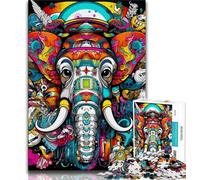 Puzzles éléphants colorés pour Adultes 1000 pièces, Aidez Le Cerveau à exercer des Jouets addictifs pour cultiver la Patience Une œuvre d'art (75x50cm)
