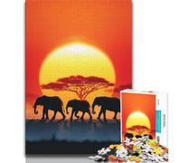 Puzzles Éléphants d'Afrique 1000 pièces pour Adultes, Jeu éducatif Amusant et Humoristique pour Anniversaire (38x26cm)