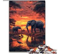 Puzzles Éléphants d'Afrique pour Adolescents, 1000 pièces, Jeu Familial Anti-Stress, défi Difficile, Cadeaux pour Amis et Famille (50x75cm)